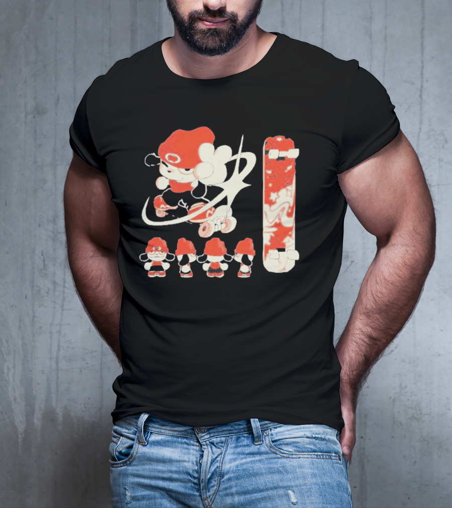 Hip Hop Dog Bryson McBee Roller Skating Skateboard Red Hat T-Shirt