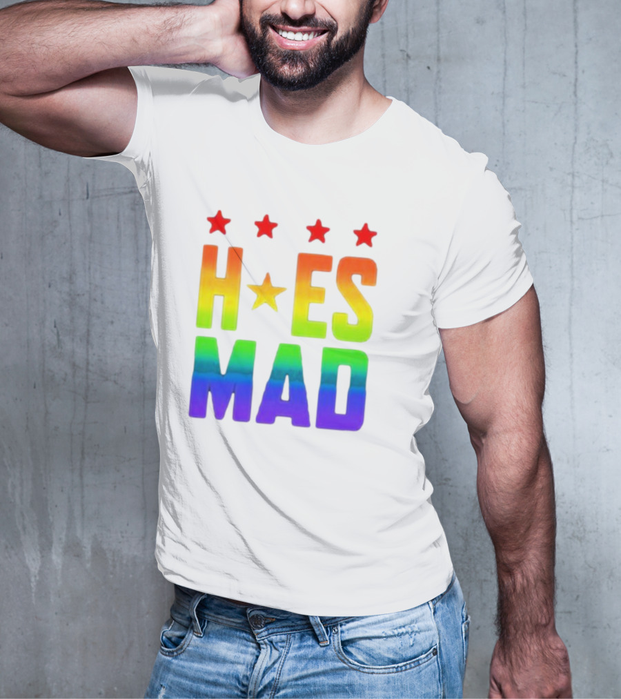 Hoes Mad Rainbow Stars Pride T-Shirt