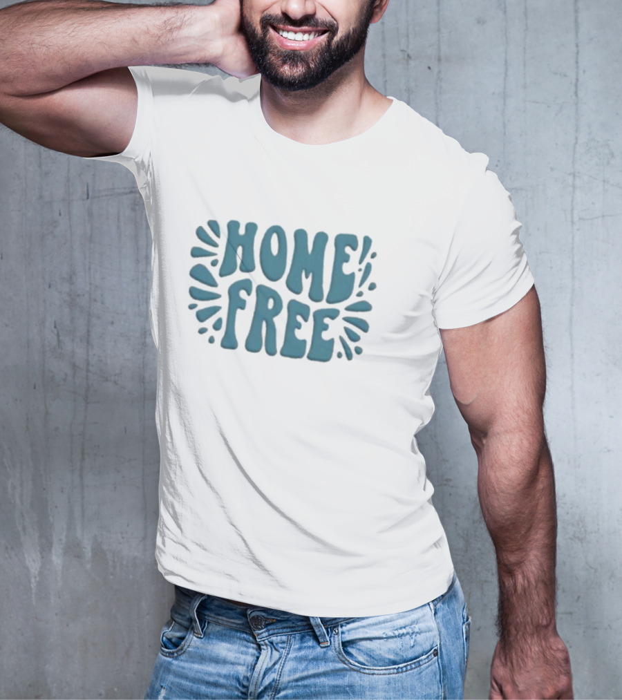 Home Free Emblem Logo Puff Text With Blue Accents T-Shirt
