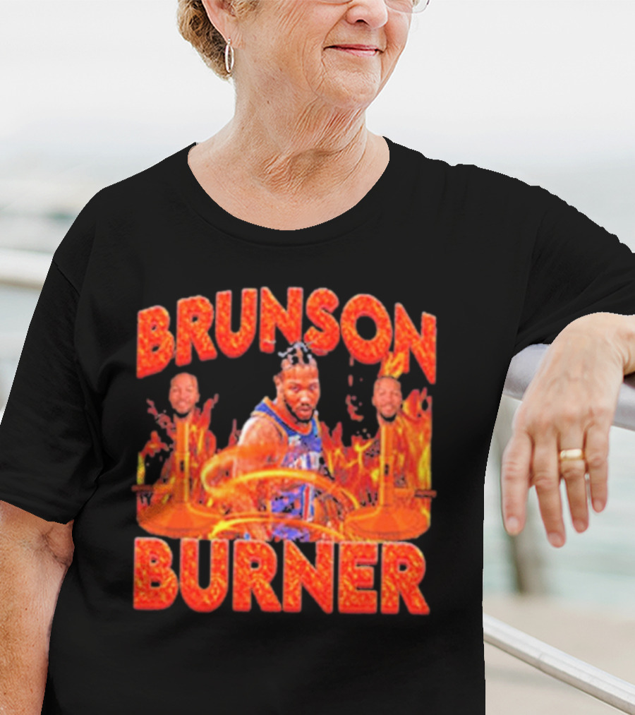 Brunson Burner Basketball Flames Iconic Player NBA T-Shirt