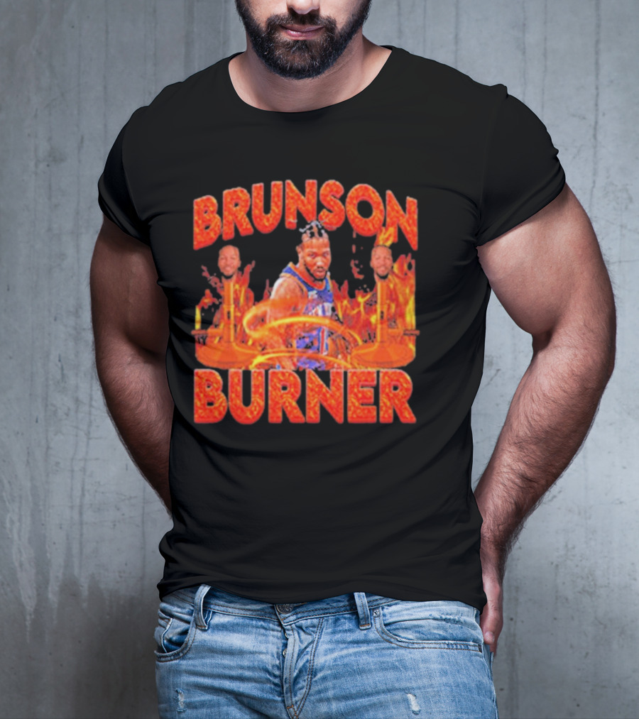 Brunson Burner Basketball Flames Iconic Player NBA T-Shirt