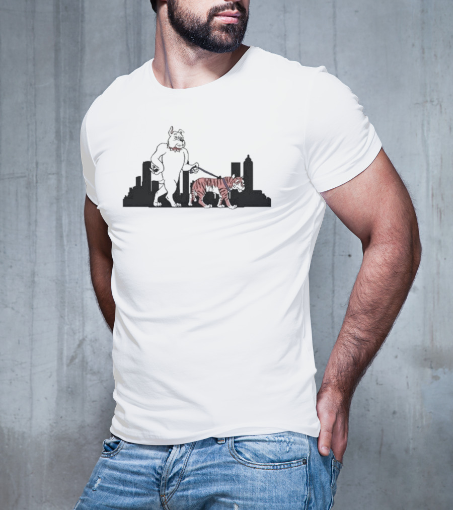 Design Ga Tiger Walk Pocket Bulldog Skyline T-Shirt