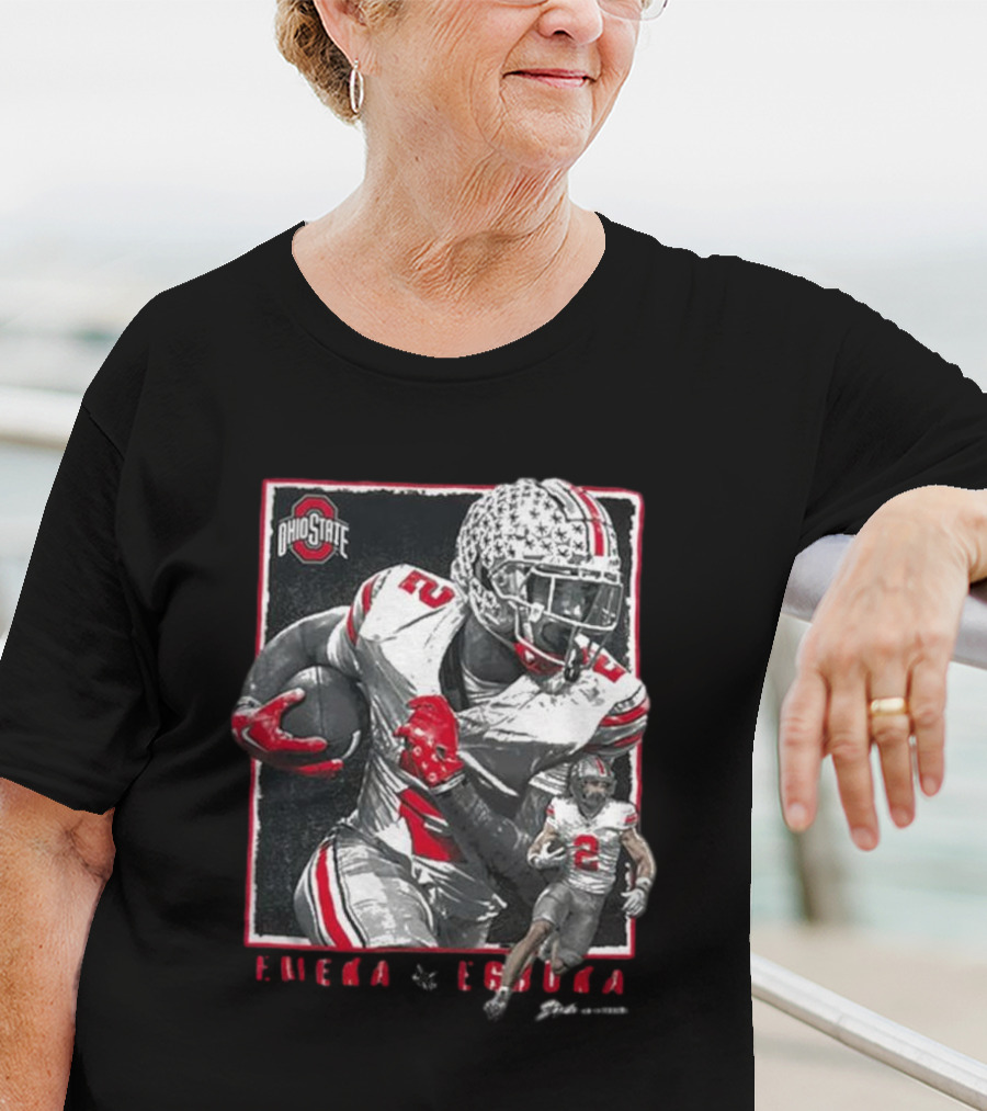 Ohio State Egbuka Football Action Run T-Shirt