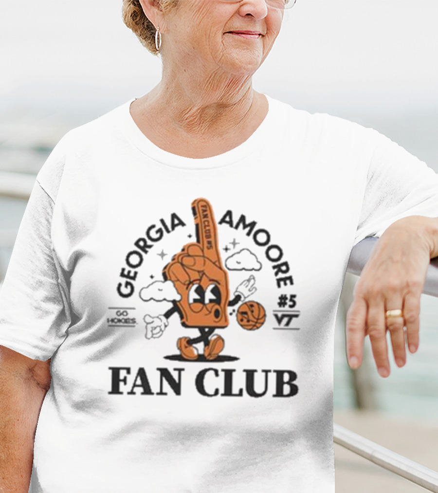 Georgia Amoore #5 VT Basketball Go Hokies Fan Club Collection T-Shirt