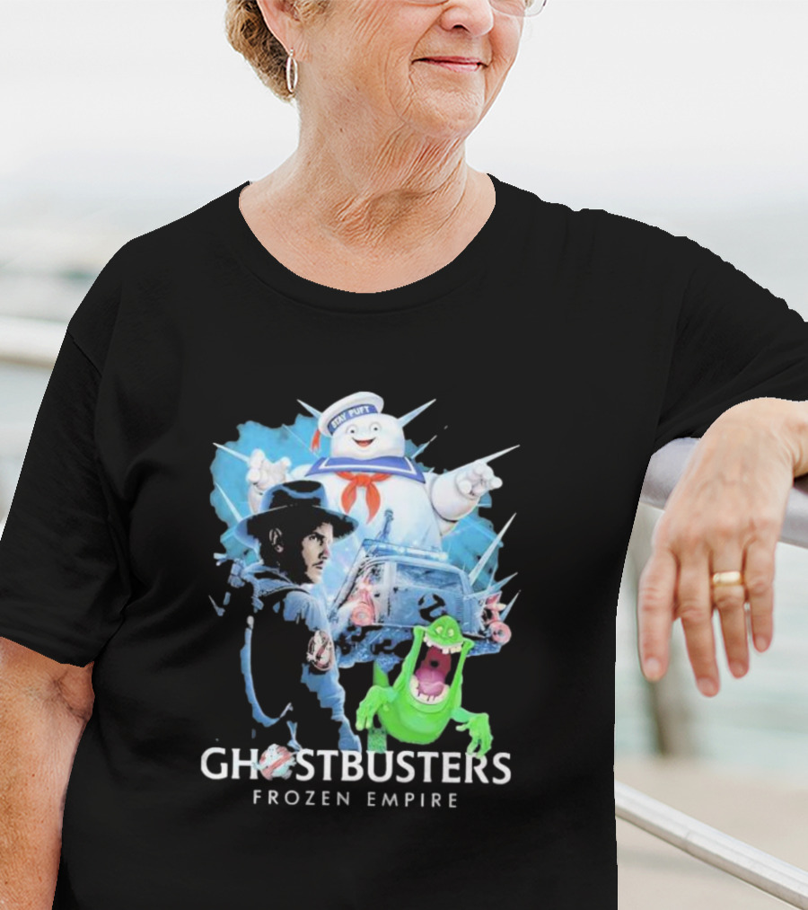 Ghostbusters Frozen Empire Stay Puft Slimer Ecto-1 T-Shirt