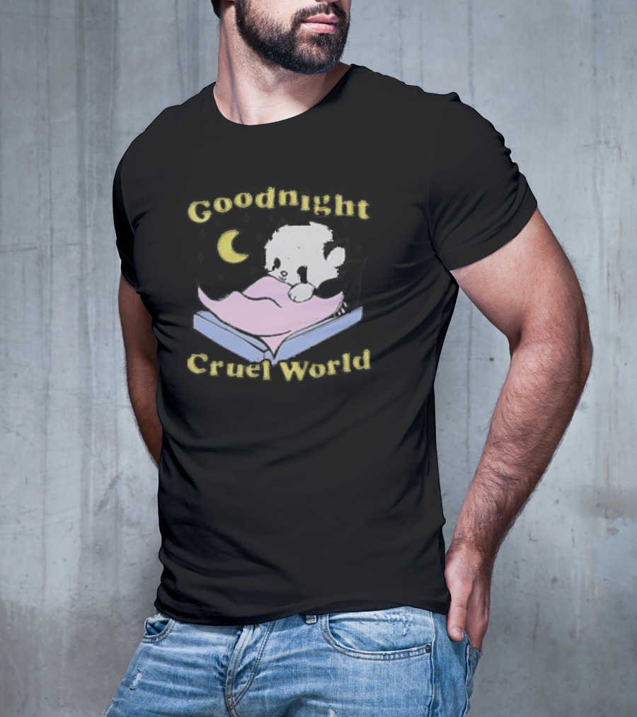 Goodnight Cruel World Moon And Bear On Open Book T-Shirt