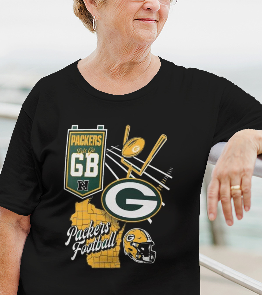 Packers Let's Go GB Football Green Bay Packers Split Zone T-Shirt