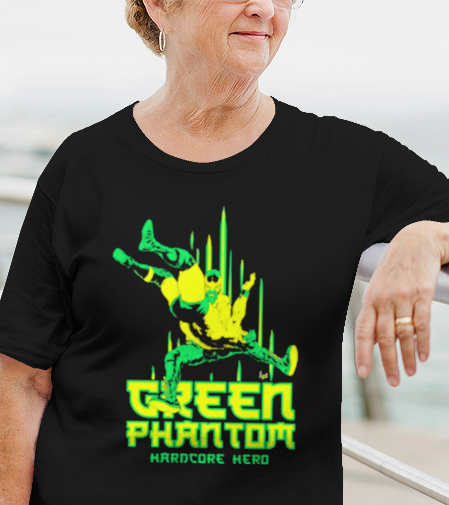 Green Phantom Hardcore Hero Wrestler Action T-Shirt