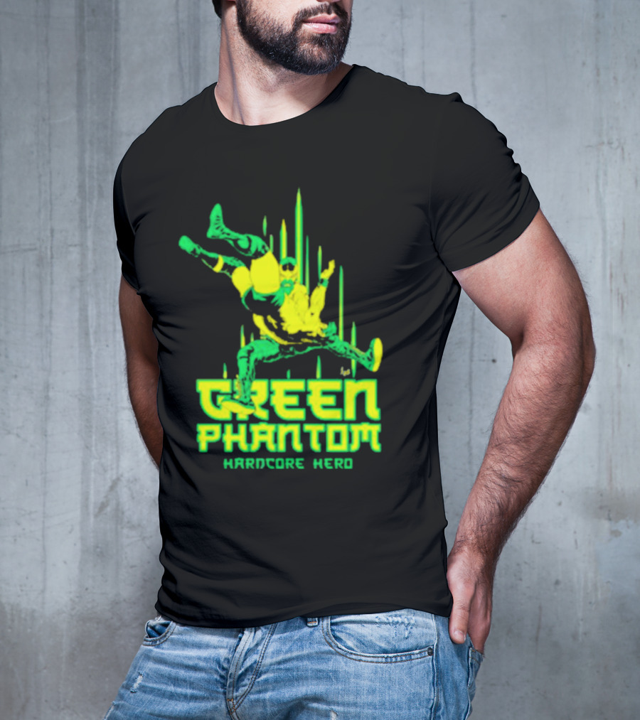 Green Phantom Hardcore Hero Wrestler Action T-Shirt