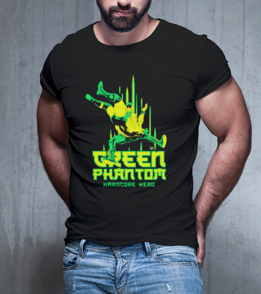 Green Phantom Hardcore Hero Wrestler Action T-Shirt