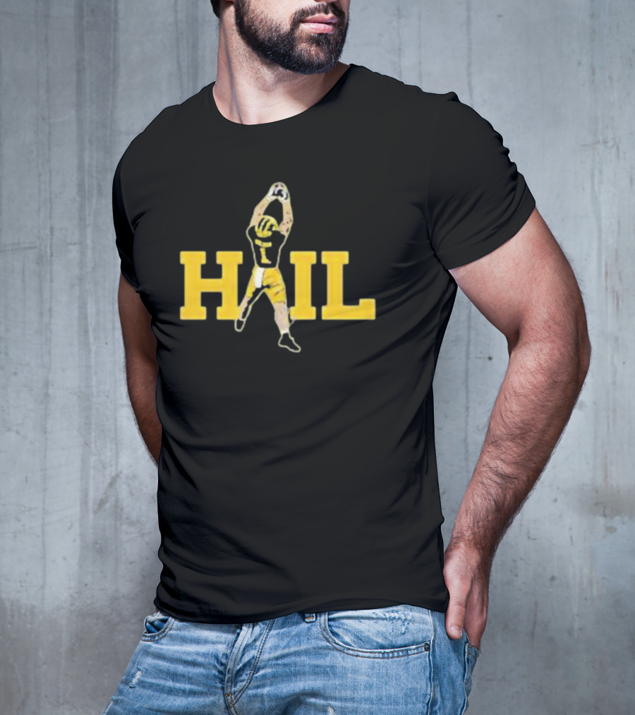 Hail Football Catch Player Number One Michigan Colors T-Shirt