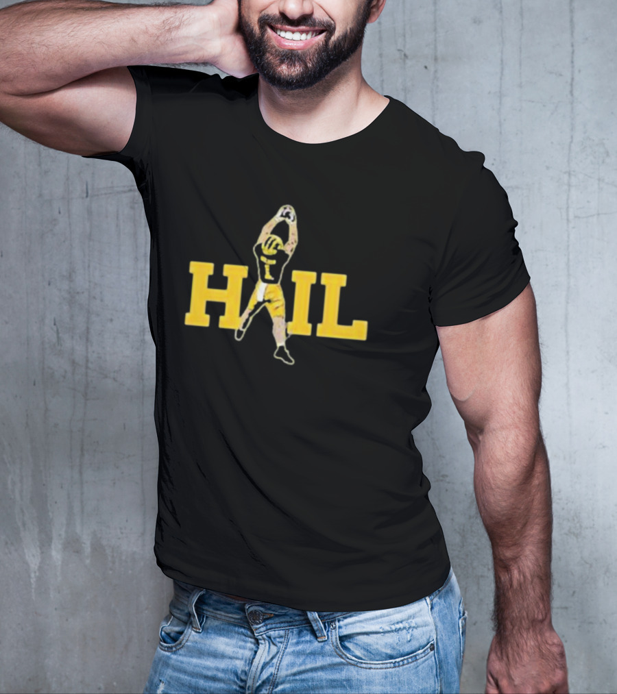 Hail Football Catch Player Number One Michigan Colors T-Shirt