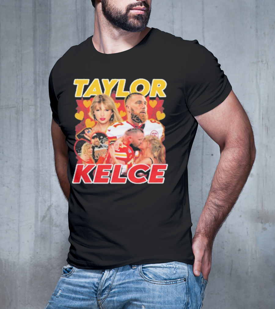 Taylor Kelce Football Love Hearts Chiefs Player Blonde Woman T-Shirt