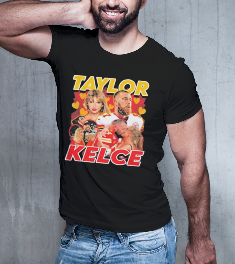 Taylor Kelce Football Love Hearts Chiefs Player Blonde Woman T-Shirt