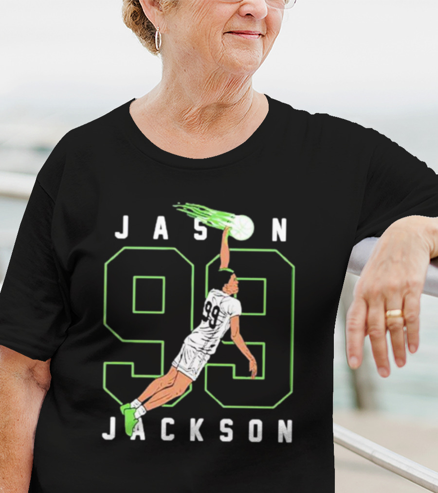 JASON JACKSON 99 Basketball Slam Dunk Caricature T-Shirt