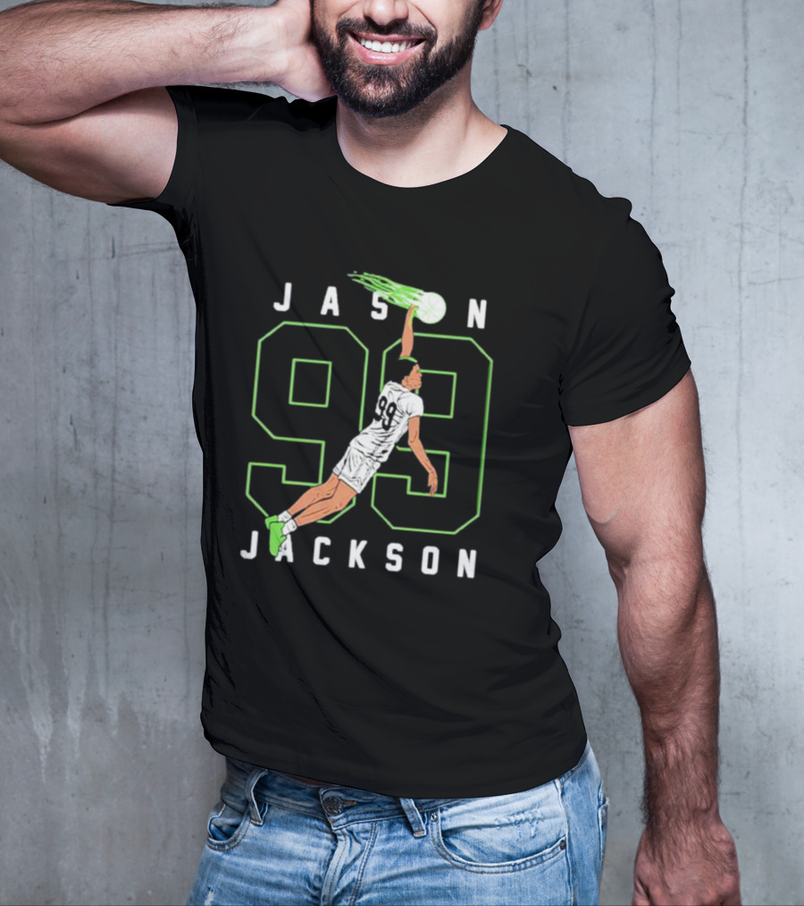 JASON JACKSON 99 Basketball Slam Dunk Caricature T-Shirt
