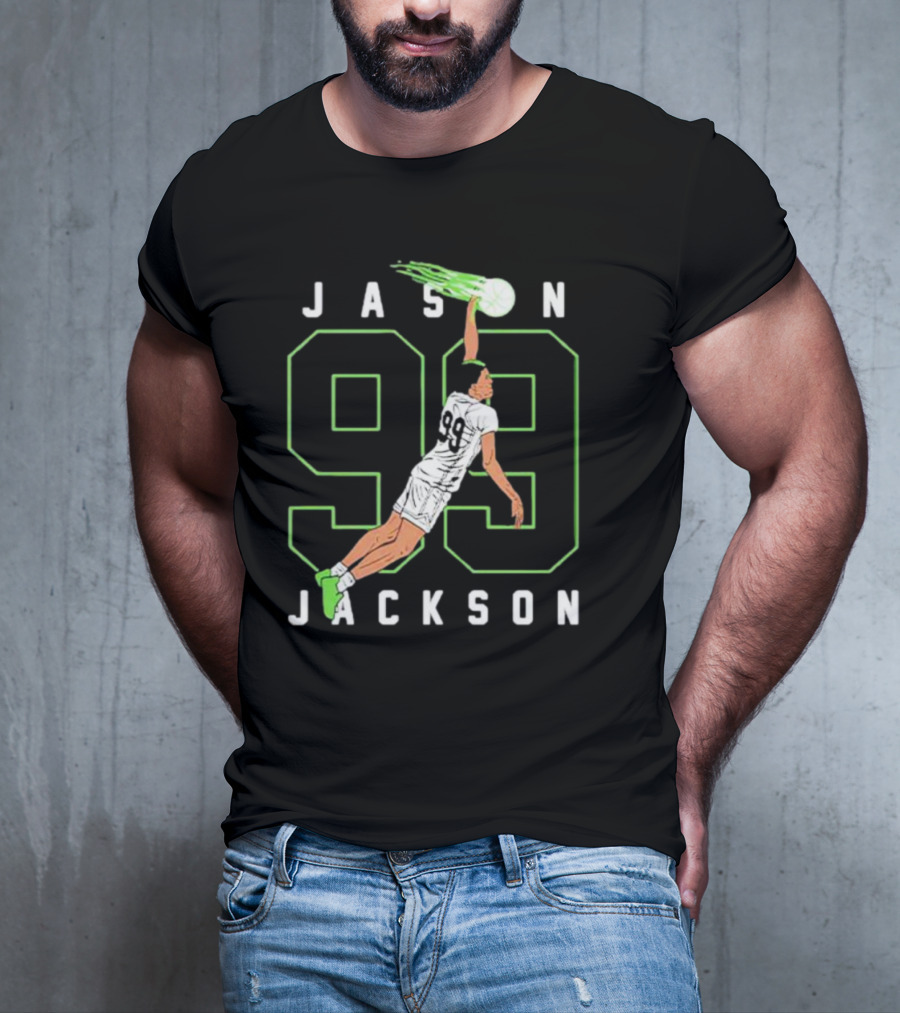 JASON JACKSON 99 Basketball Slam Dunk Caricature T-Shirt