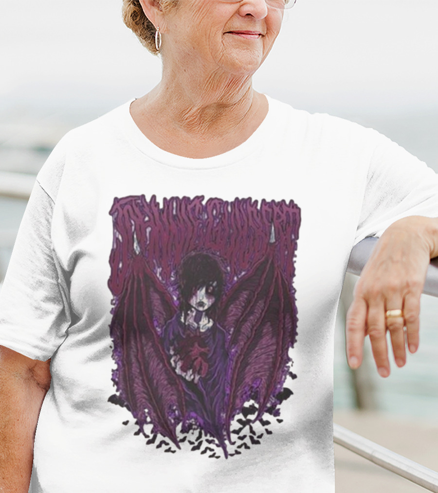 Johnnie Guilbert Vampire Dark Gothic Artwork With Wings And Heart T-Shirt