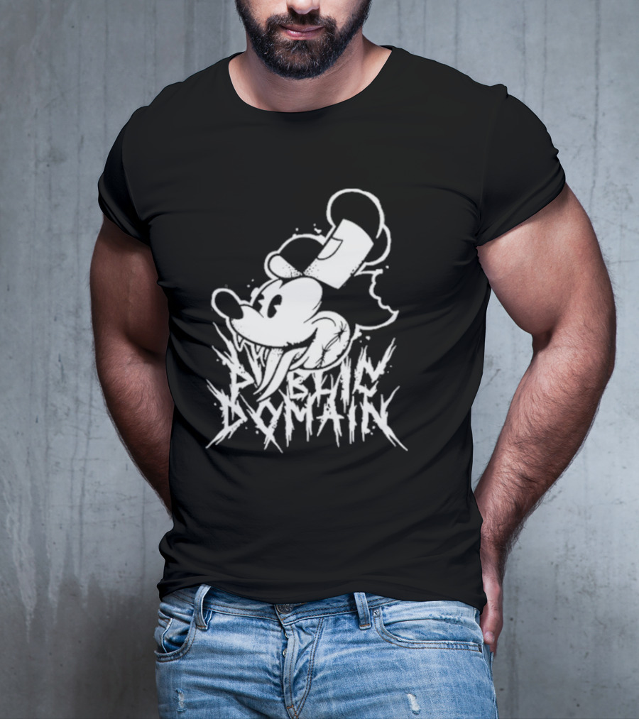 Junkyardla Mickey Mouse Public Domain Grim T-Shirt