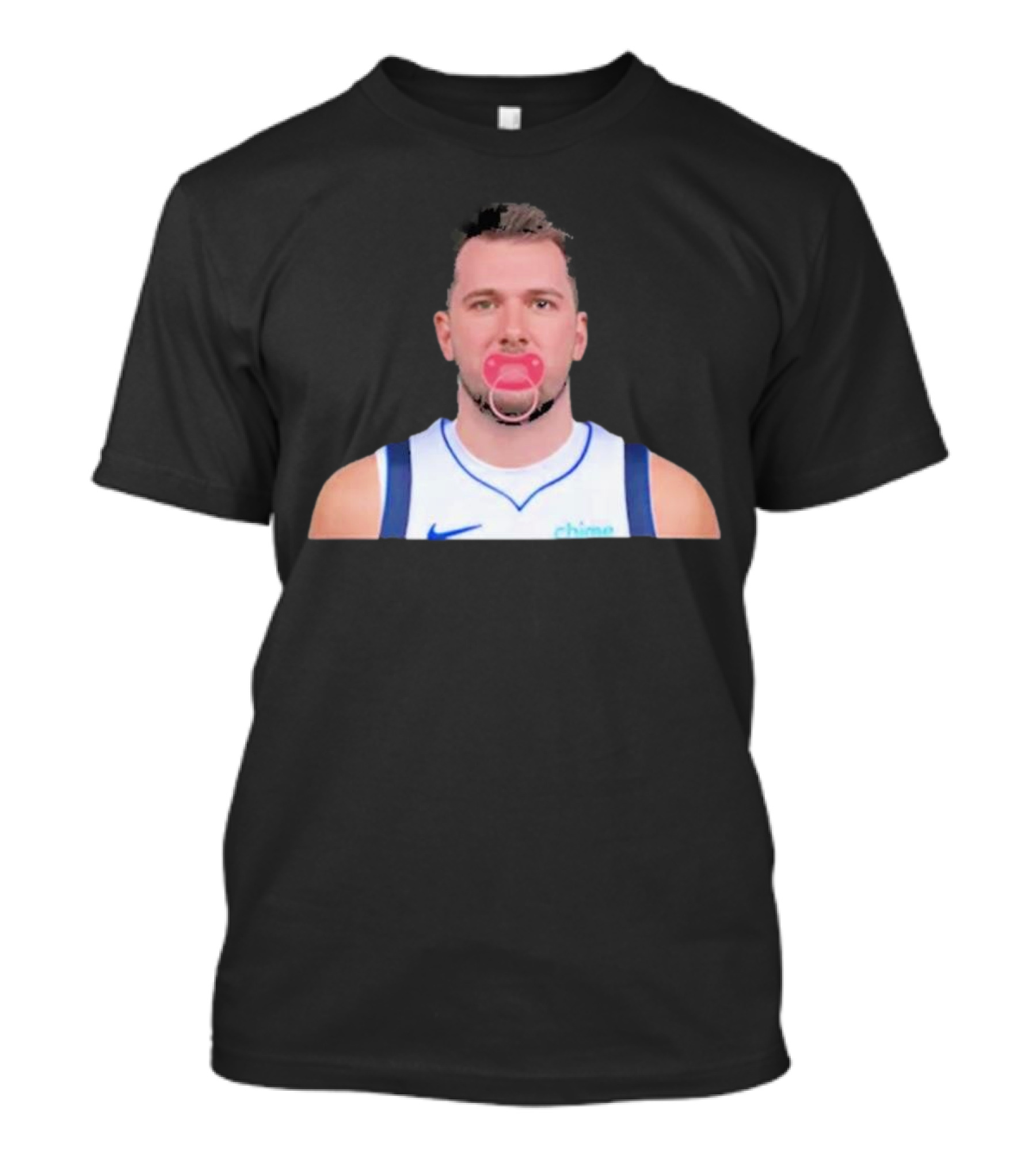 Luka Dončić Pacifier Parody Blue Jersey T-Shirt