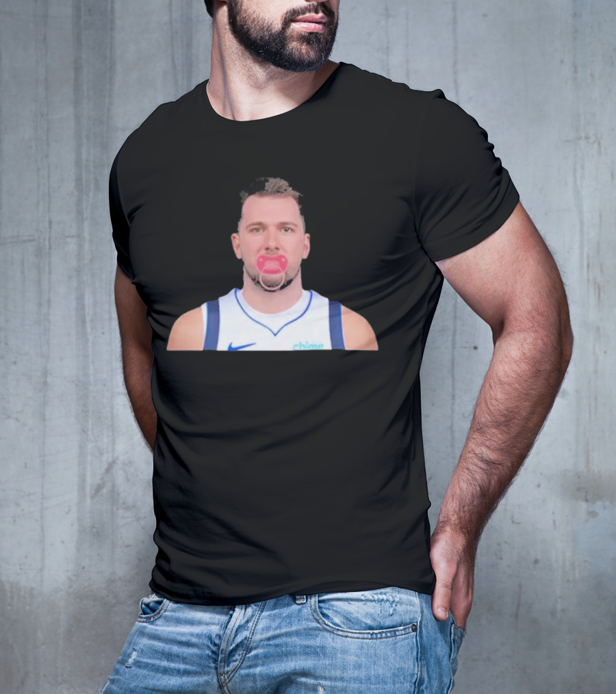Luka Dončić Pacifier Parody Blue Jersey T-Shirt