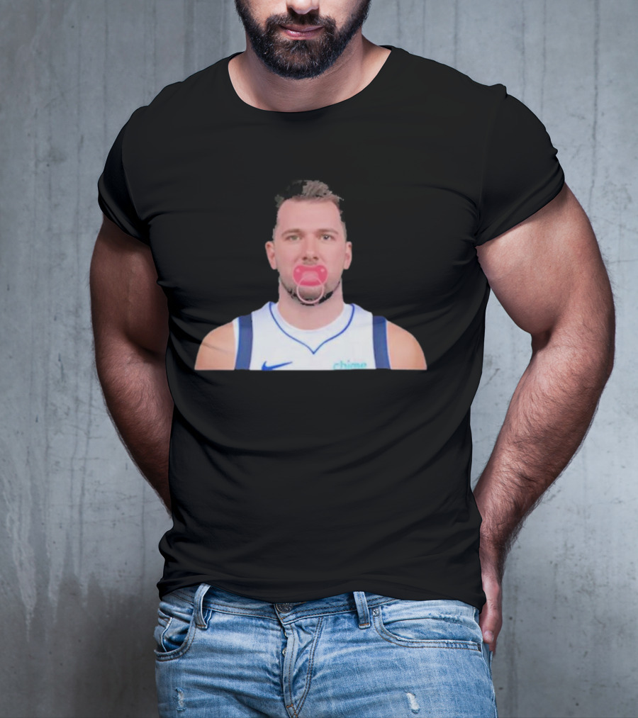 Luka Dončić Pacifier Parody Blue Jersey T-Shirt