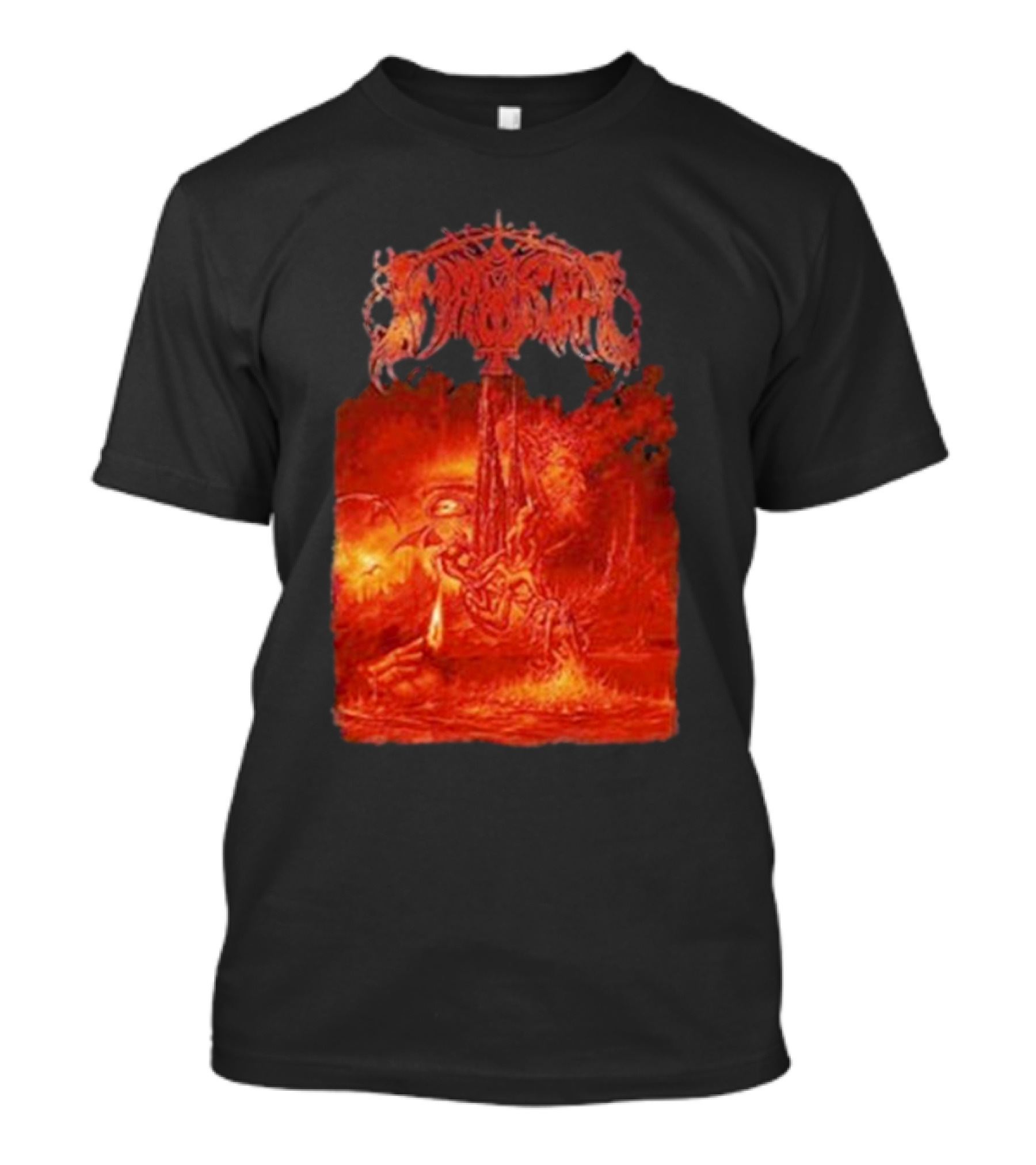 Immortal Damned In Black Fiery Red Scene T-Shirt
