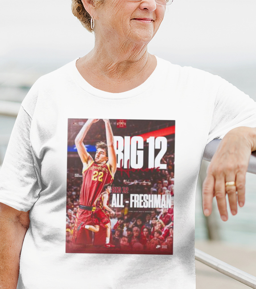 Iowa State Cyclones Men's Basketball Big 12 Honors Milan Momcilovic All Freshman Team T-Shirt