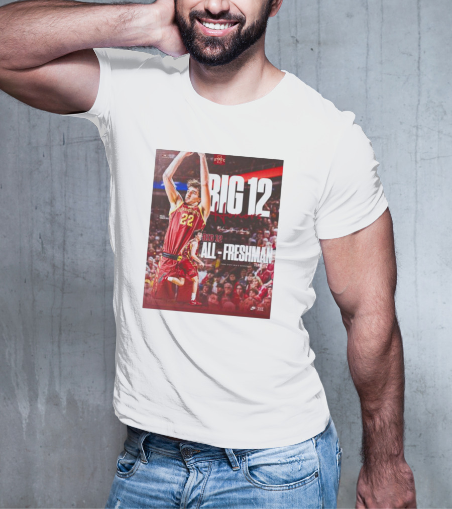 Iowa State Cyclones Men's Basketball Big 12 Honors Milan Momcilovic All Freshman Team T-Shirt