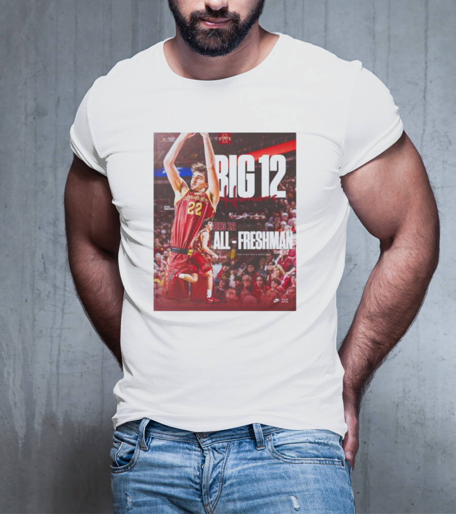 Iowa State Cyclones Men's Basketball Big 12 Honors Milan Momcilovic All Freshman Team T-Shirt