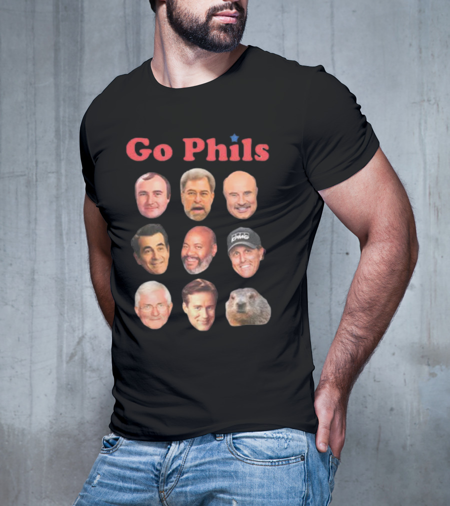 Go Phils Faces Featuring History Of Phillips Head Coaches T-Shirt