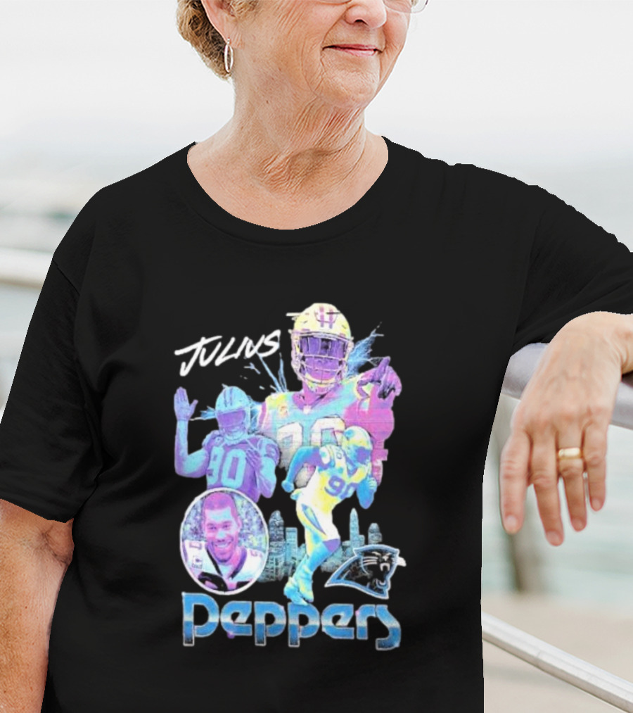 Julius Peppers Carolina Panthers Mitchell And Ness Concert Black New Era T-Shirt