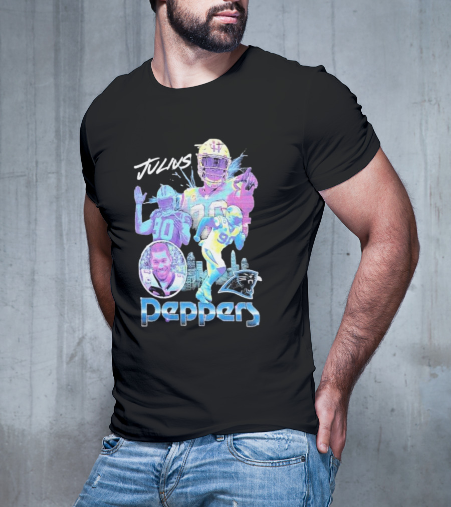 Julius Peppers Carolina Panthers Mitchell And Ness Concert Black New Era T-Shirt