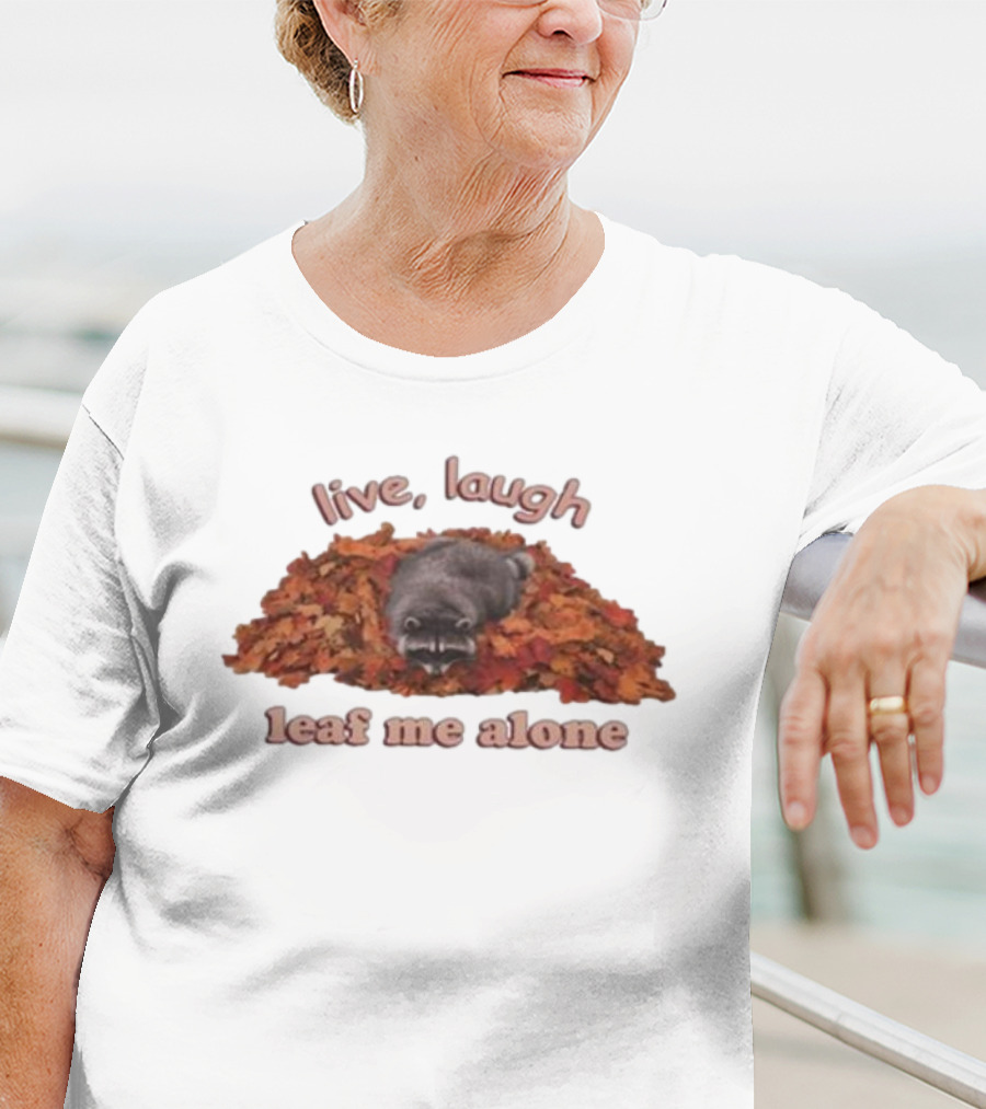 Live Laugh Leaf Me Alone Raccoon Autumn Leaves T-Shirt