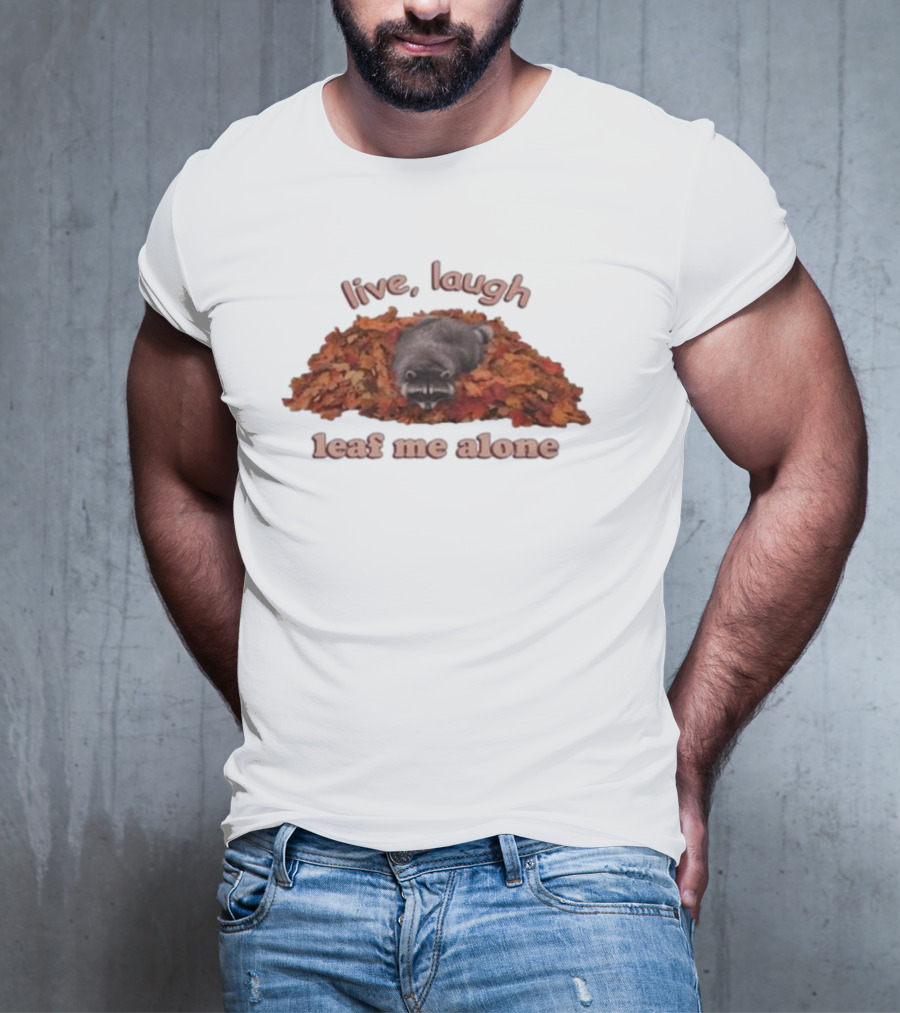 Live Laugh Leaf Me Alone Raccoon Autumn Leaves T-Shirt