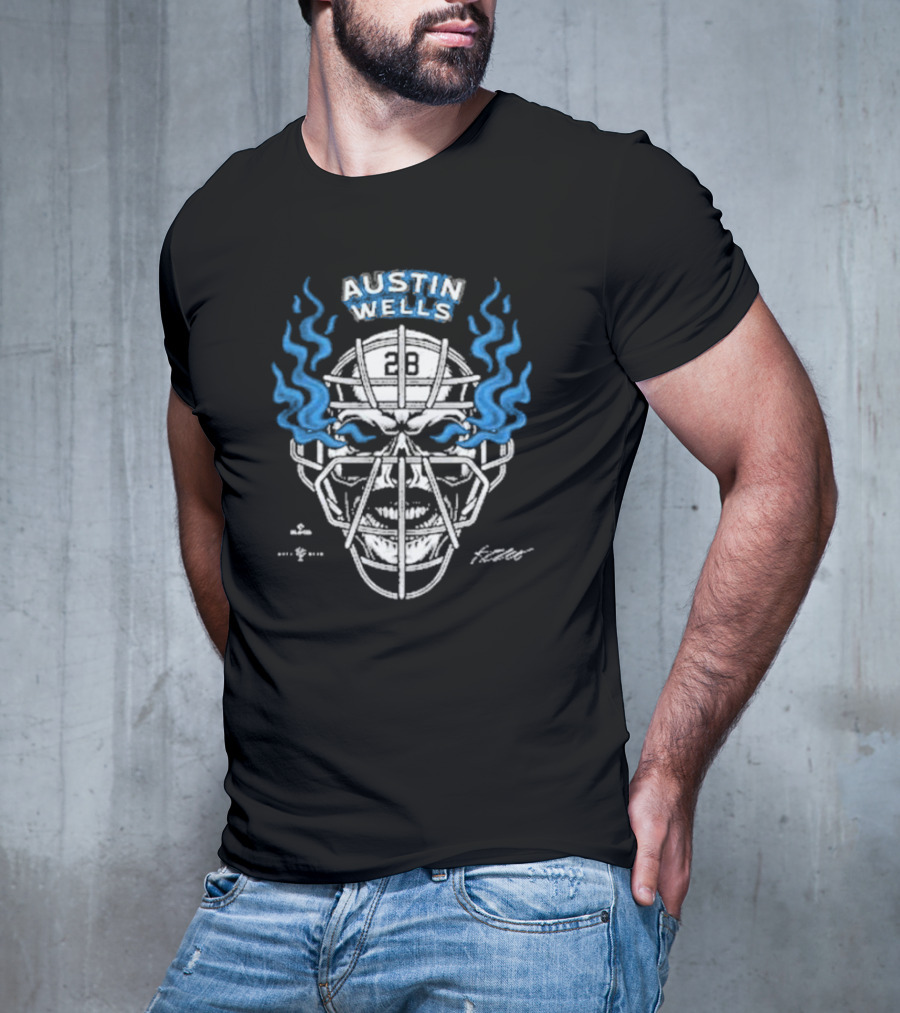 Stone Cold Austin Wells Skull Mask Flames 28 T-Shirt