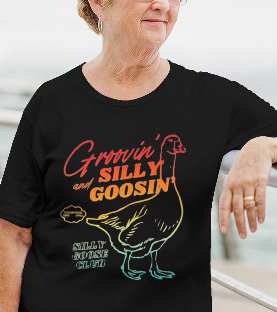 Groovin’ And Silly Goosin’ Silly Goose Club Retro Goose Outline T-Shirt