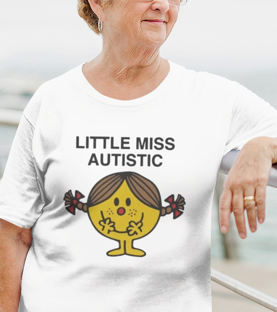 Little Miss Autistic Character With Pigtails And Yellow Face T-Shirt