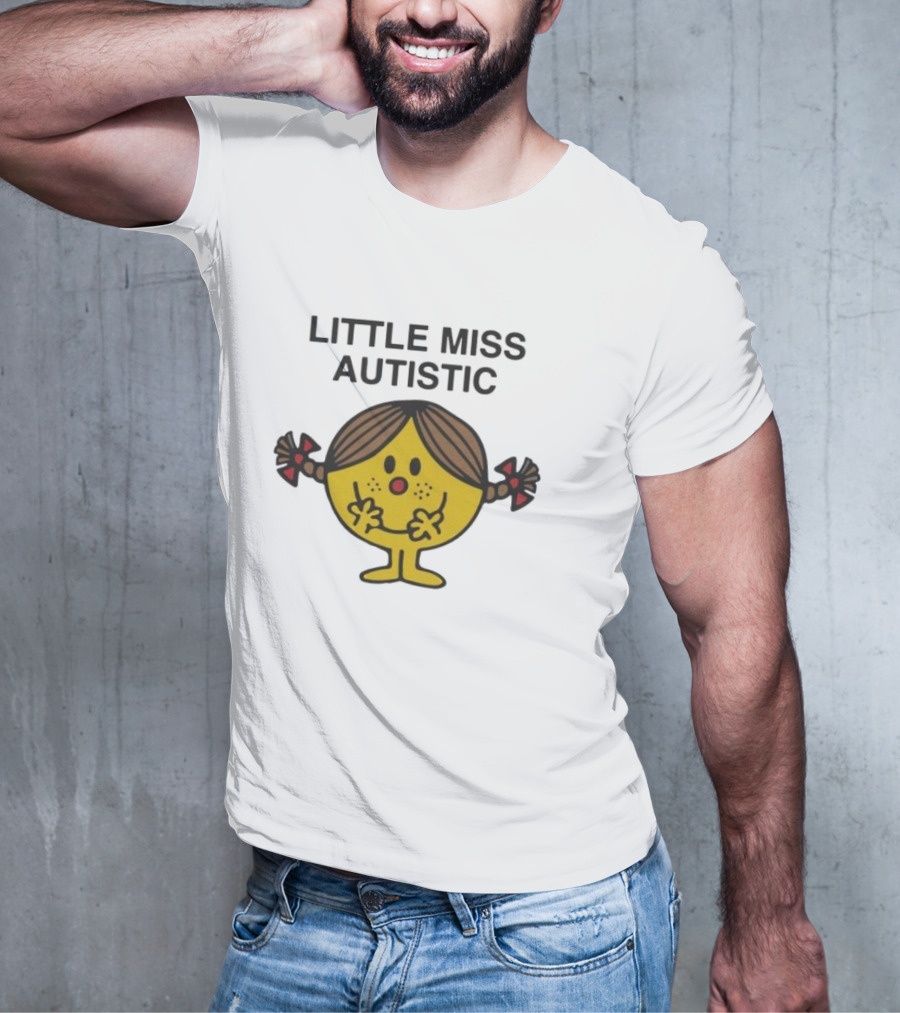 Little Miss Autistic Character With Pigtails And Yellow Face T-Shirt