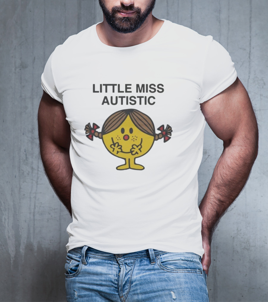 Little Miss Autistic Character With Pigtails And Yellow Face T-Shirt