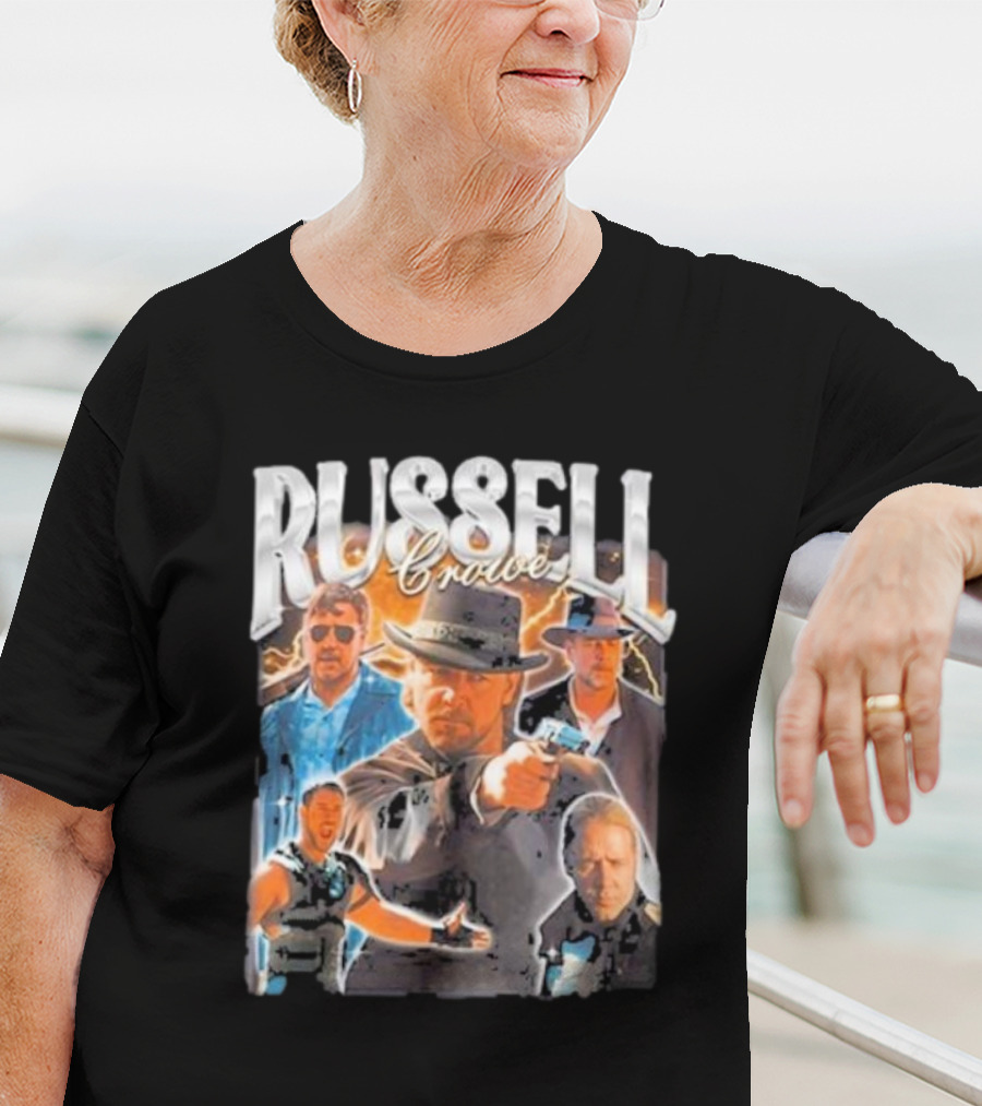 Russell Crowe Retro 90s Vintage Movie Collage T-Shirt