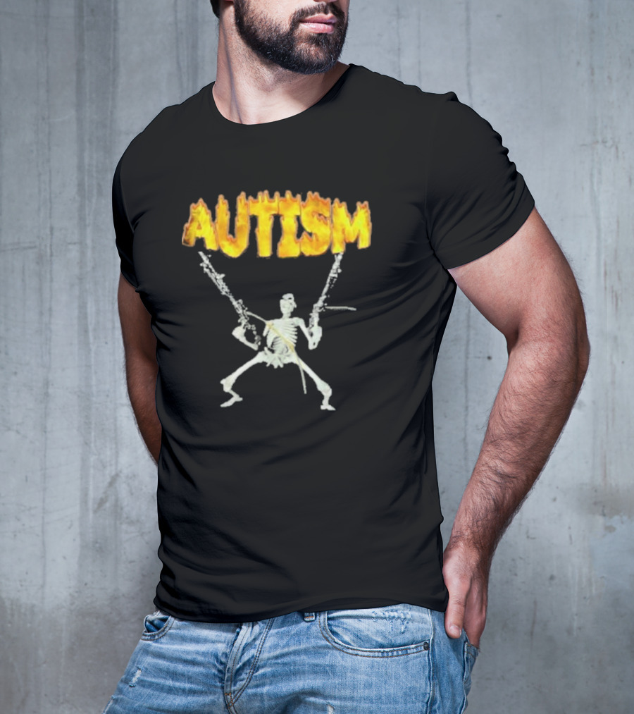 Skeleton Squad Humor And Bones Unite Autism Blaze T-Shirt