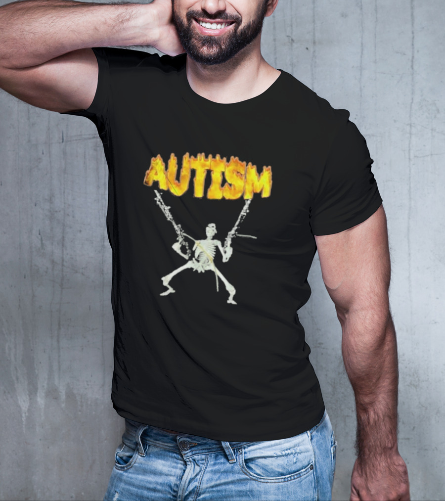 Skeleton Squad Humor And Bones Unite Autism Blaze T-Shirt