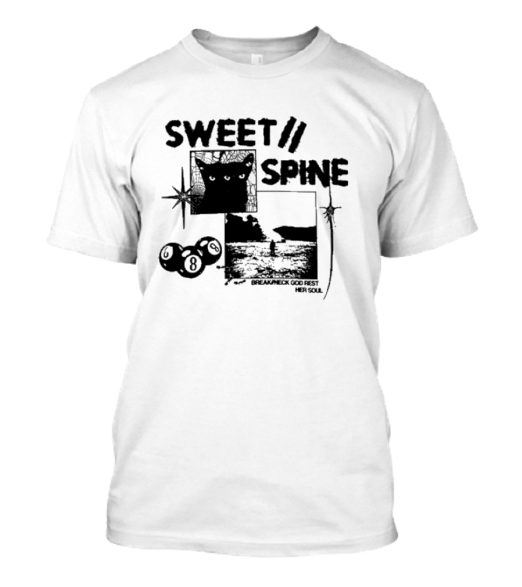 Sweet Spine Break Neck God Rest Her Soul Cat Eight Ball T-Shirt
