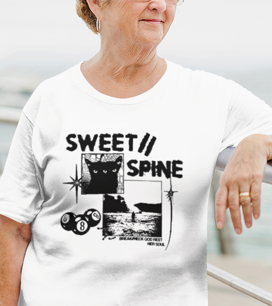 Sweet Spine Break Neck God Rest Her Soul Cat Eight Ball T-Shirt