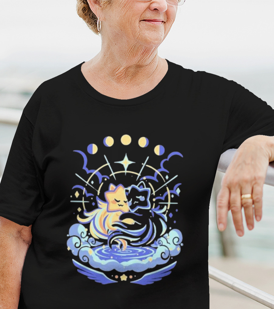 Wishing Stars Miski Celestial Phases Astral Embrace T-Shirt