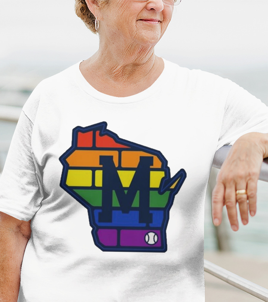 Aurora Health Care Brewers Pride Rainbow Wisconsin Baseball T-Shirt