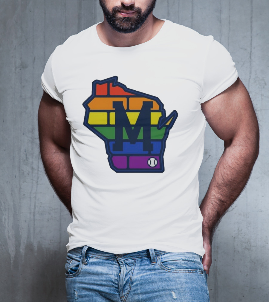 Aurora Health Care Brewers Pride Rainbow Wisconsin Baseball T-Shirt