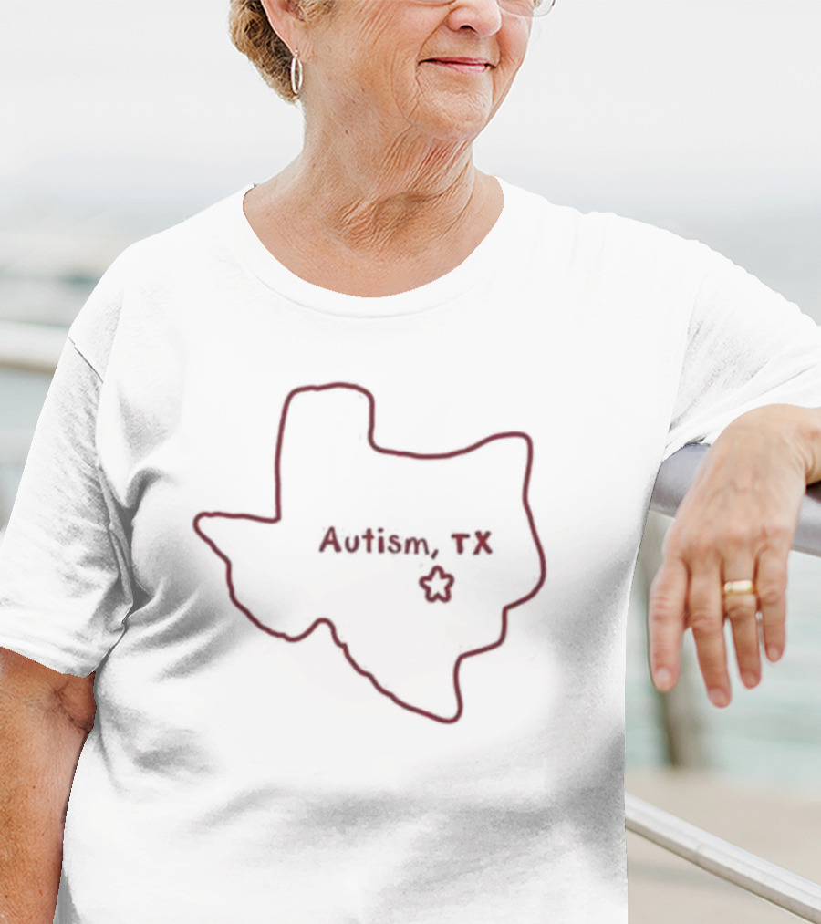 Autism TX Texas Outline Star T-Shirt