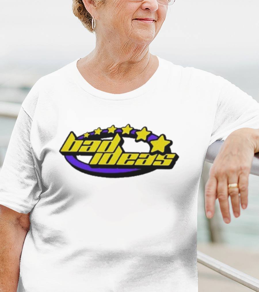 Bad Ideas Content Retro Five Stars Yellow And Purple T-Shirt